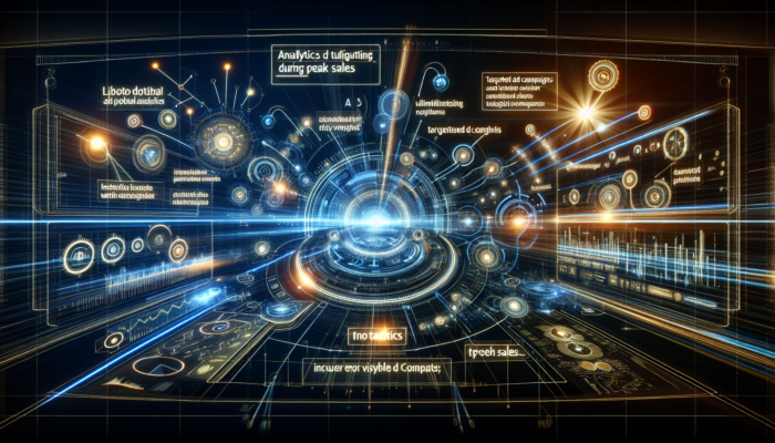 Futuristic dashboard of Bing Places for Business showcasing Bing Ads, analytics, and targeted campaigns during peak sales periods.