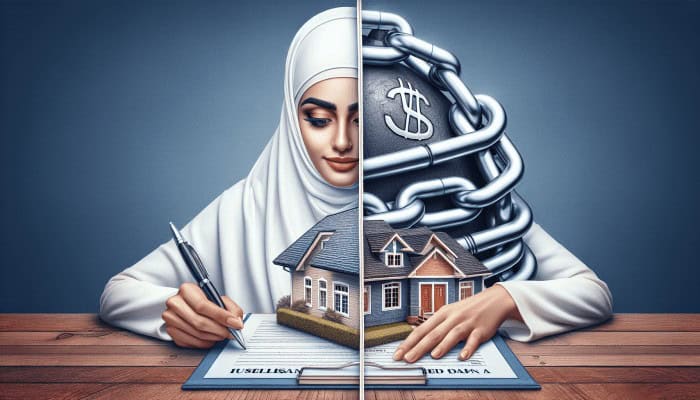 Debt Consolidation Loan Document Organizers: A Comprehensive Guide | DCL A depiction of a house as collateral for a secured loan alongside a person signing an unsecured loan document, illustrating the various debt consolidation options.